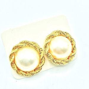 Vintage Trifari Faux Pearl Earrings - image 1